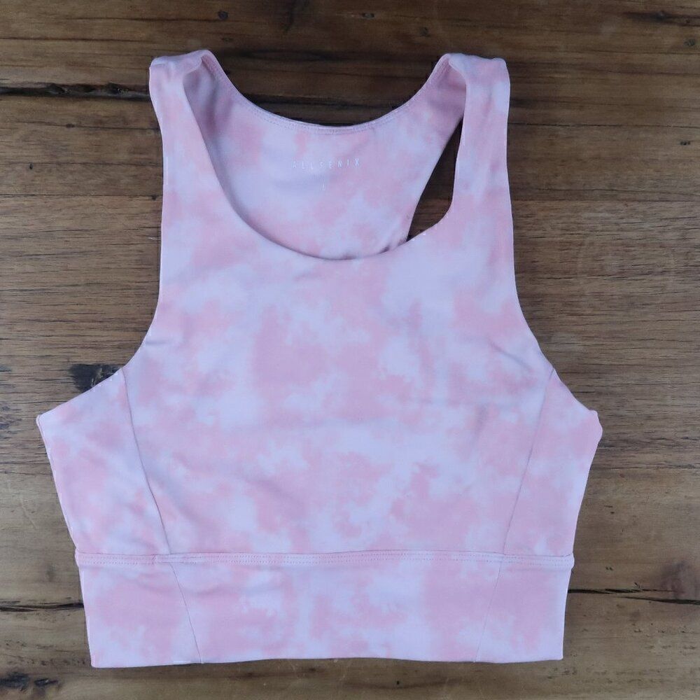 ALL FENIX PINK TYE DIE LONG LINE UNPADDED SPORTS BRA SIZE LARGE
